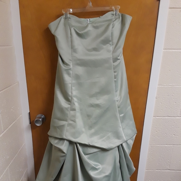 Mint Green Prom Dress with Floral Bolero - Picture 4 of 8